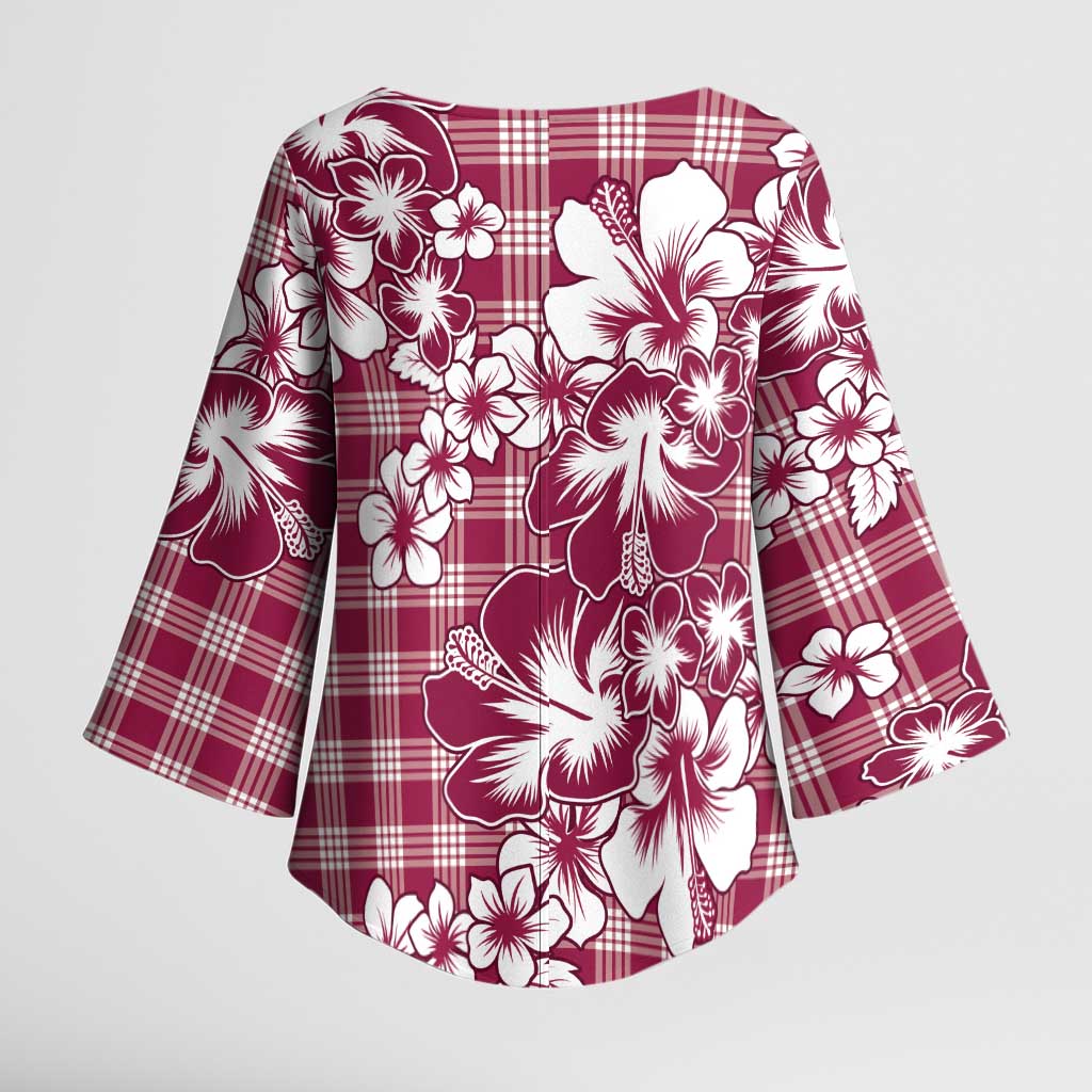 Hibiscus Pakala Royal Magenta Kimono Sleeve Blouse Tropical Floral Stylized LT01 - Polynesian Pride
