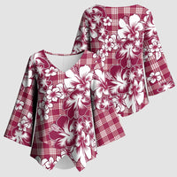 Hibiscus Pakala Royal Magenta Kimono Sleeve Blouse Tropical Floral Stylized LT01 - Polynesian Pride