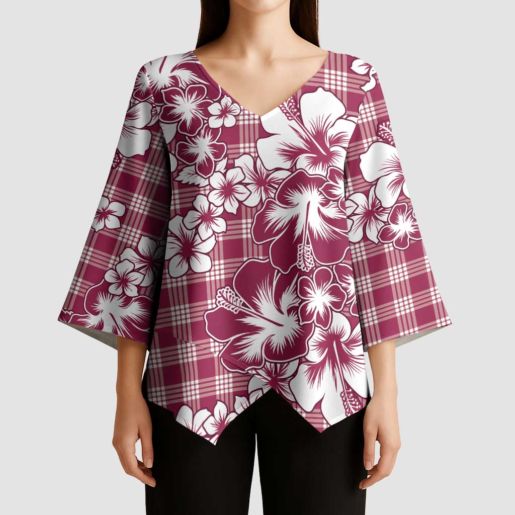 Hibiscus Pakala Royal Magenta Kimono Sleeve Blouse Tropical Floral Stylized LT01 - Polynesian Pride