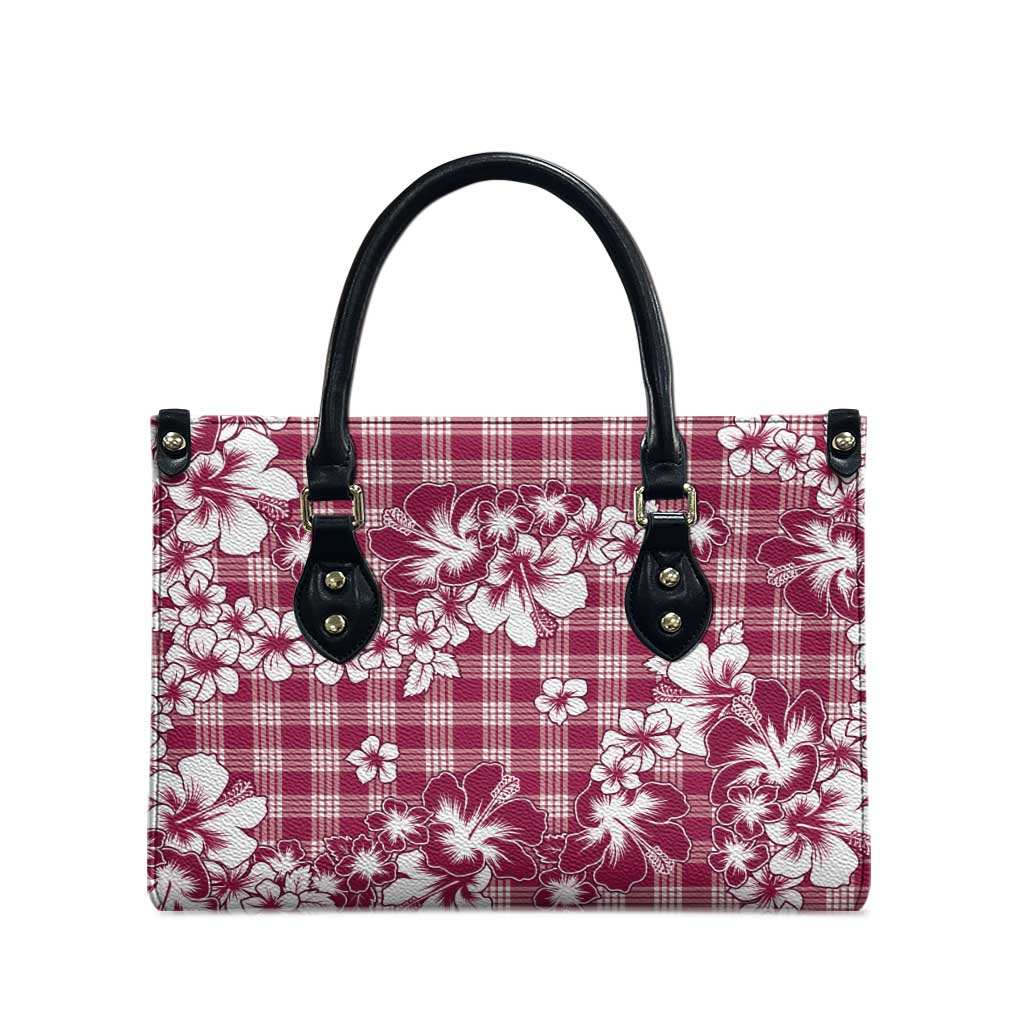 Hibiscus Pakala Royal Magenta Leather Bag Tropical Floral Stylized - Polynesian Pride
