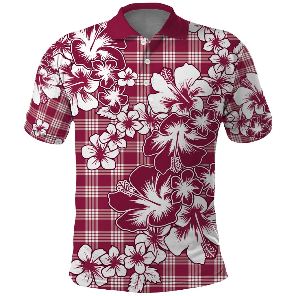 Hibiscus Pakala Royal Magenta Polo Shirt Tropical Floral Stylized - Polynesian Pride
