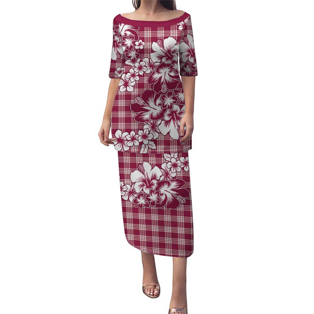 Hibiscus Pakala Royal Magenta Puletasi Tropical Floral Stylized LT01 Long Dress Magenta - Polynesian Pride