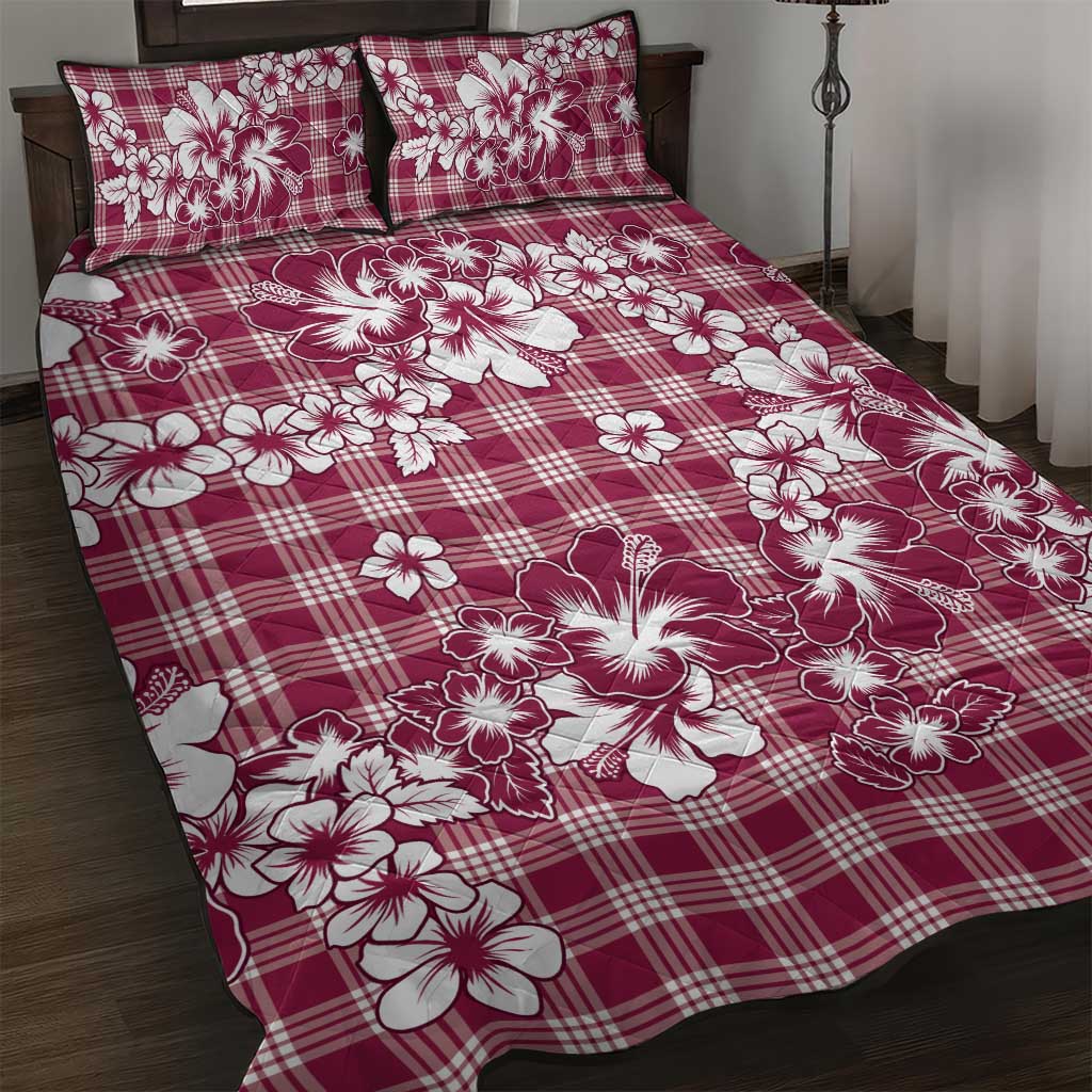 Hibiscus Pakala Royal Magenta Quilt Bed Set Tropical Floral Stylized LT01 Magenta - Polynesian Pride