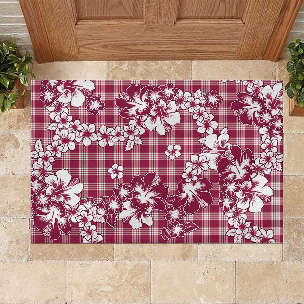 Hibiscus Pakala Royal Magenta Rubber Doormat Tropical Floral Stylized LT01 Magenta - Polynesian Pride