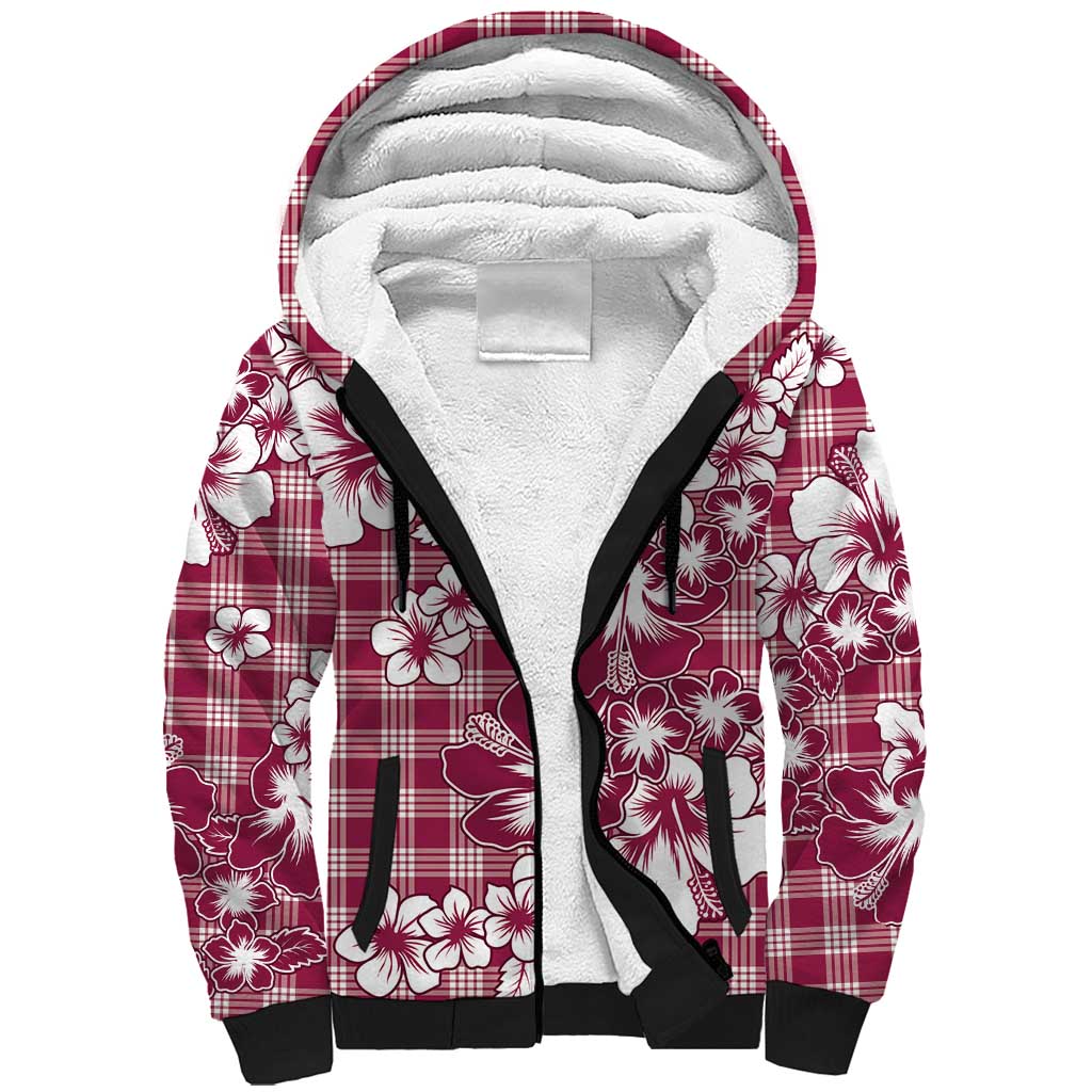 Hibiscus Pakala Royal Magenta Sherpa Hoodie Tropical Floral Stylized LT01 Unisex Magenta - Polynesian Pride