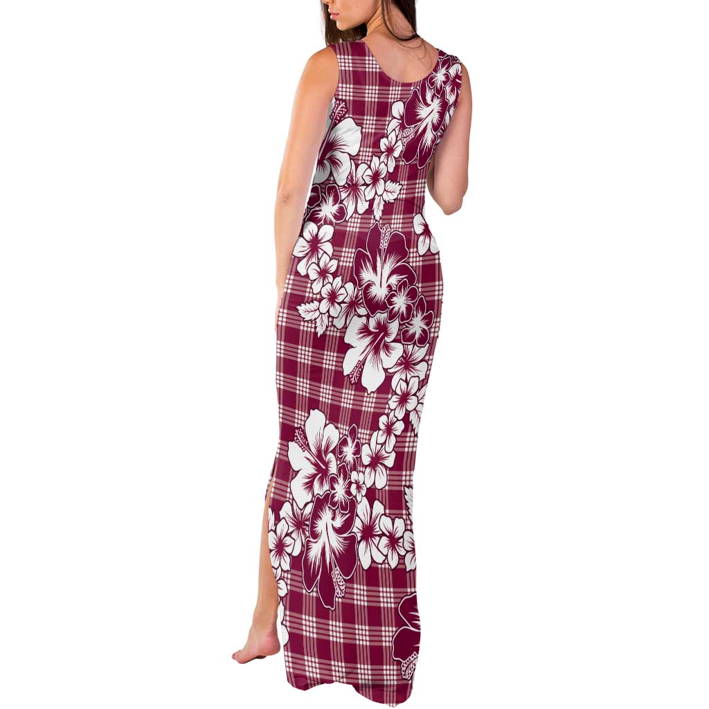 Hibiscus Pakala Royal Magenta Tank Maxi Dress Tropical Floral Stylized LT01 - Polynesian Pride