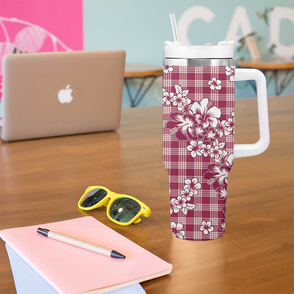 Hibiscus Pakala Royal Magenta Tumbler With Handle Tropical Floral Stylized - Polynesian Pride