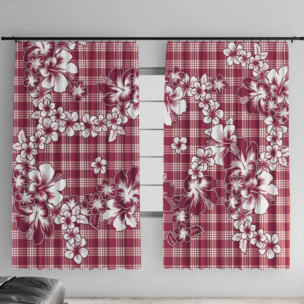 Hibiscus Pakala Royal Magenta Window Curtain Tropical Floral Stylized LT01 With Hooks Magenta - Polynesian Pride