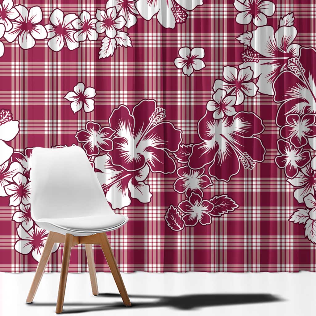Hibiscus Pakala Royal Magenta Window Curtain Tropical Floral Stylized - Polynesian Pride