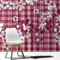Hibiscus Pakala Royal Magenta Window Curtain Tropical Floral Stylized - Polynesian Pride