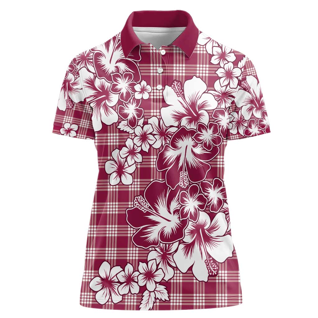 Hibiscus Pakala Royal Magenta Women Polo Shirt Tropical Floral Stylized LT01 Female Magenta - Polynesian Pride
