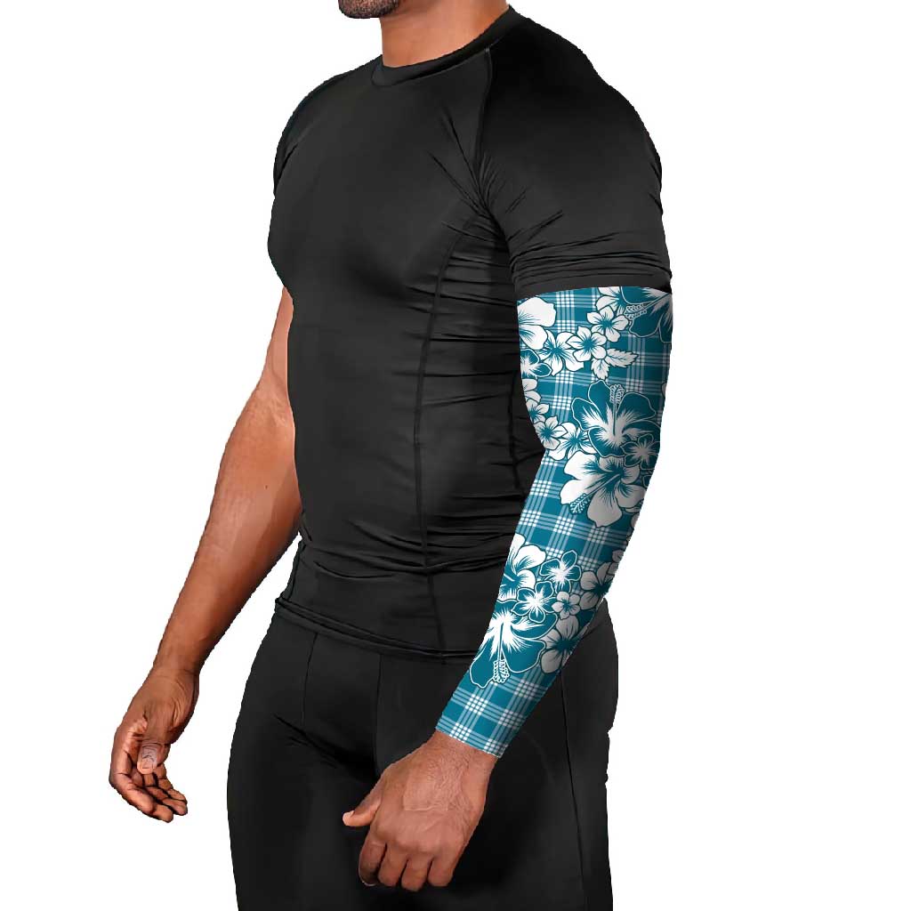 Hibiscus Pakala Ocean Depths Blue Arm Sleeves Tropical Floral Stylized - Polynesian Pride