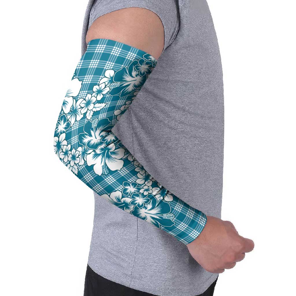 Hibiscus Pakala Ocean Depths Blue Arm Sleeves Tropical Floral Stylized - Polynesian Pride