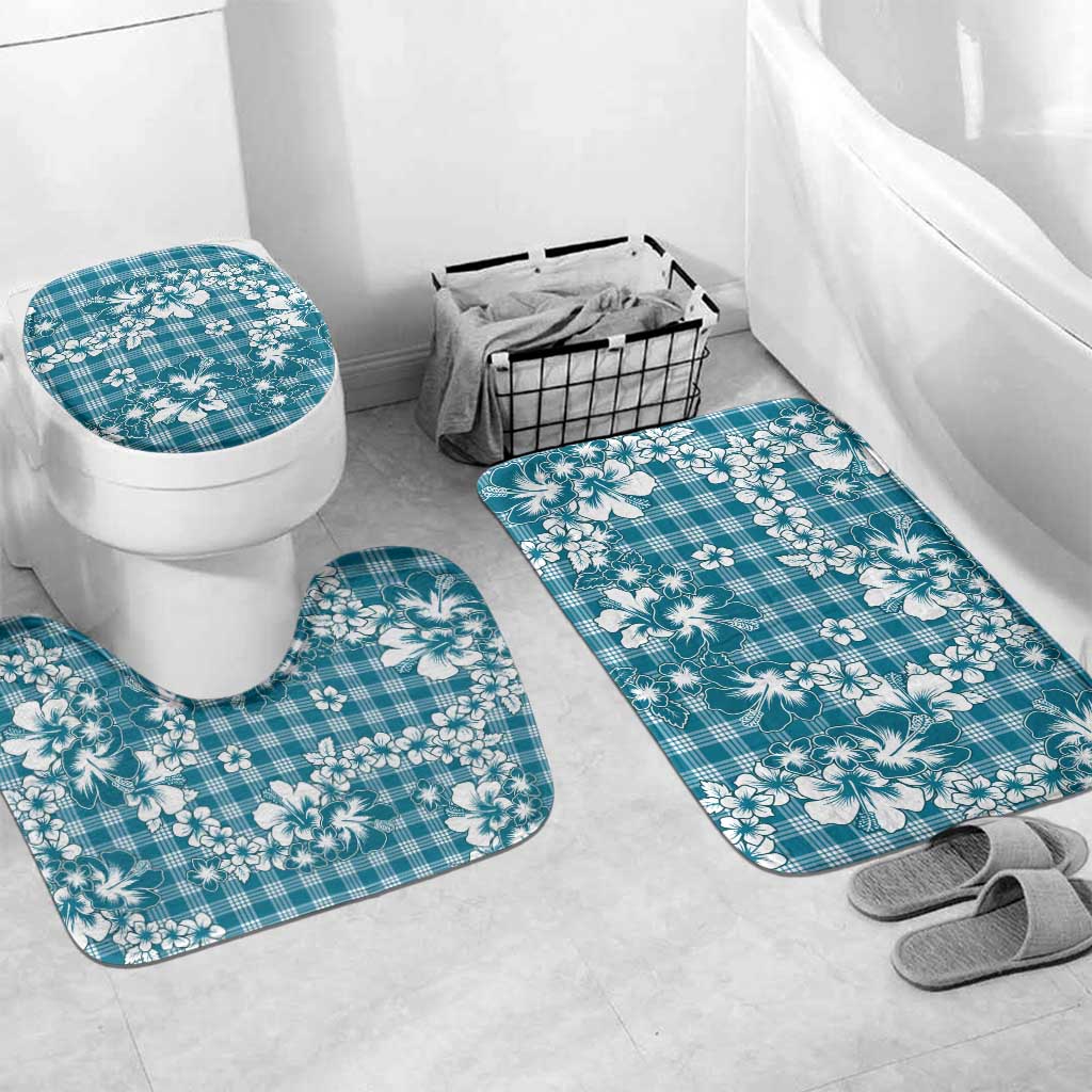Hibiscus Pakala Ocean Depths Blue Bathroom Set Tropical Floral Stylized - Polynesian Pride
