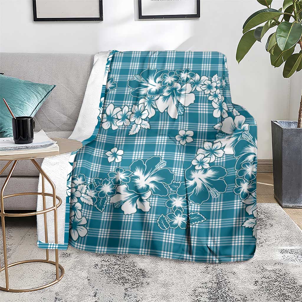 Hibiscus Pakala Ocean Depths Blue Blanket Tropical Floral Stylized - Polynesian Pride