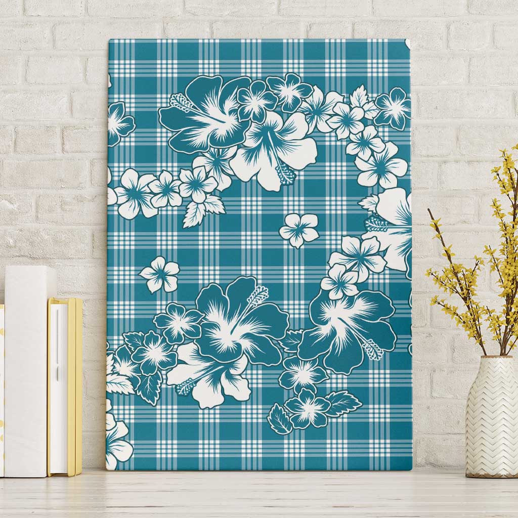 Hibiscus Pakala Ocean Depths Blue Canvas Wall Art Tropical Floral Stylized - Polynesian Pride