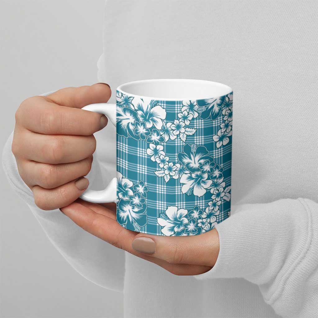Hibiscus Pakala Ocean Depths Blue Ceramic Mug Tropical Floral Stylized - Polynesian Pride