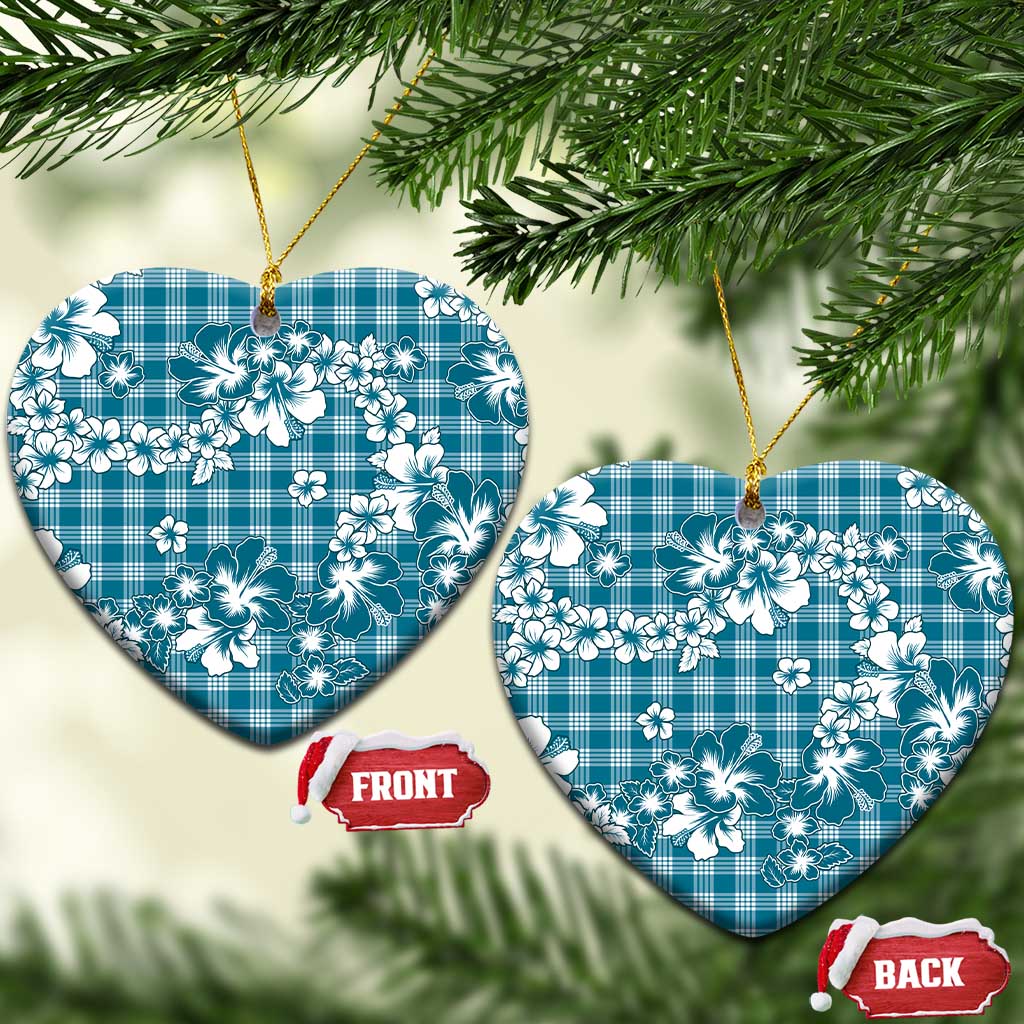 Hibiscus Pakala Ocean Depths Blue Ceramic Ornament Tropical Floral Stylized - Polynesian Pride
