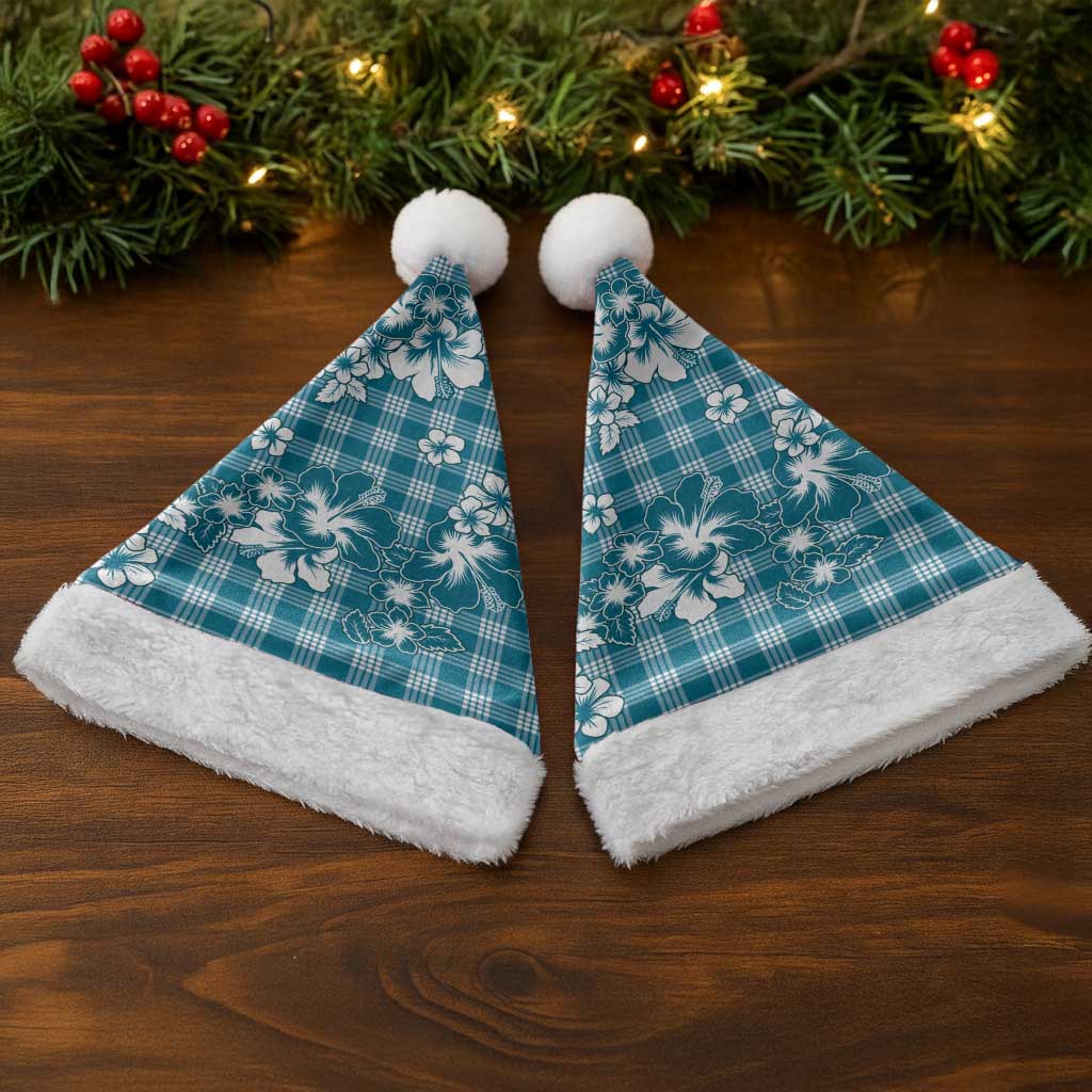 Hibiscus Pakala Ocean Depths Blue Christmas Santa Hat Tropical Floral Stylized - Polynesian Pride