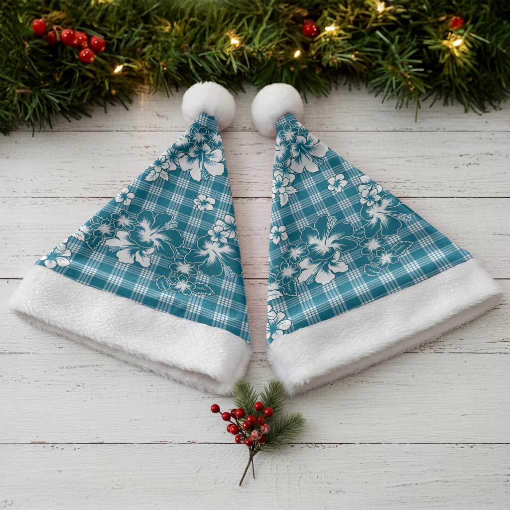 Hibiscus Pakala Ocean Depths Blue Christmas Santa Hat Tropical Floral Stylized - Polynesian Pride