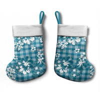 Hibiscus Pakala Ocean Depths Blue Christmas Stocking Tropical Floral Stylized - Polynesian Pride
