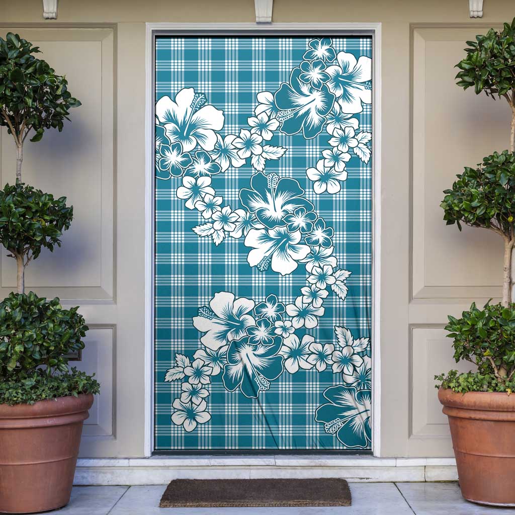 Hibiscus Pakala Ocean Depths Blue Door Cover Tropical Floral Stylized LT01 Blue - Polynesian Pride