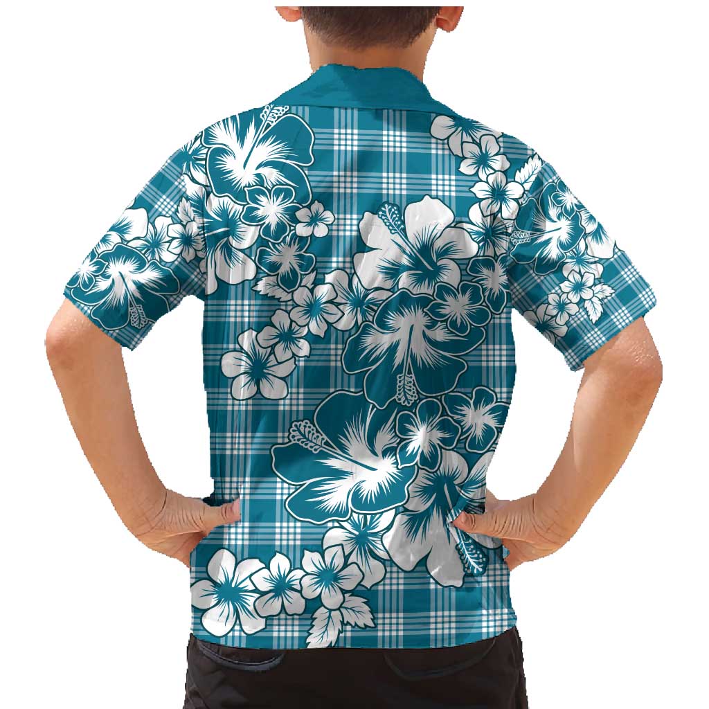 Hibiscus Pakala Ocean Depths Blue Family Matching Mermaid Dress and Hawaiian Shirt Tropical Floral Stylized LT01 - Polynesian Pride