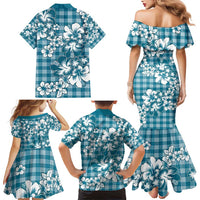 Hibiscus Pakala Ocean Depths Blue Family Matching Mermaid Dress and Hawaiian Shirt Tropical Floral Stylized LT01 - Polynesian Pride