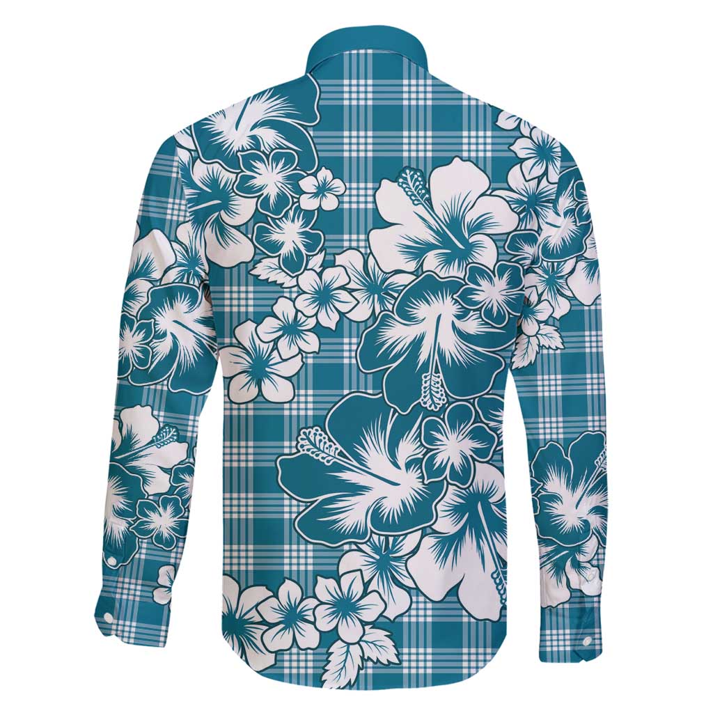 Hibiscus Pakala Ocean Depths Blue Family Matching Mermaid Dress and Hawaiian Shirt Tropical Floral Stylized LT01 - Polynesian Pride