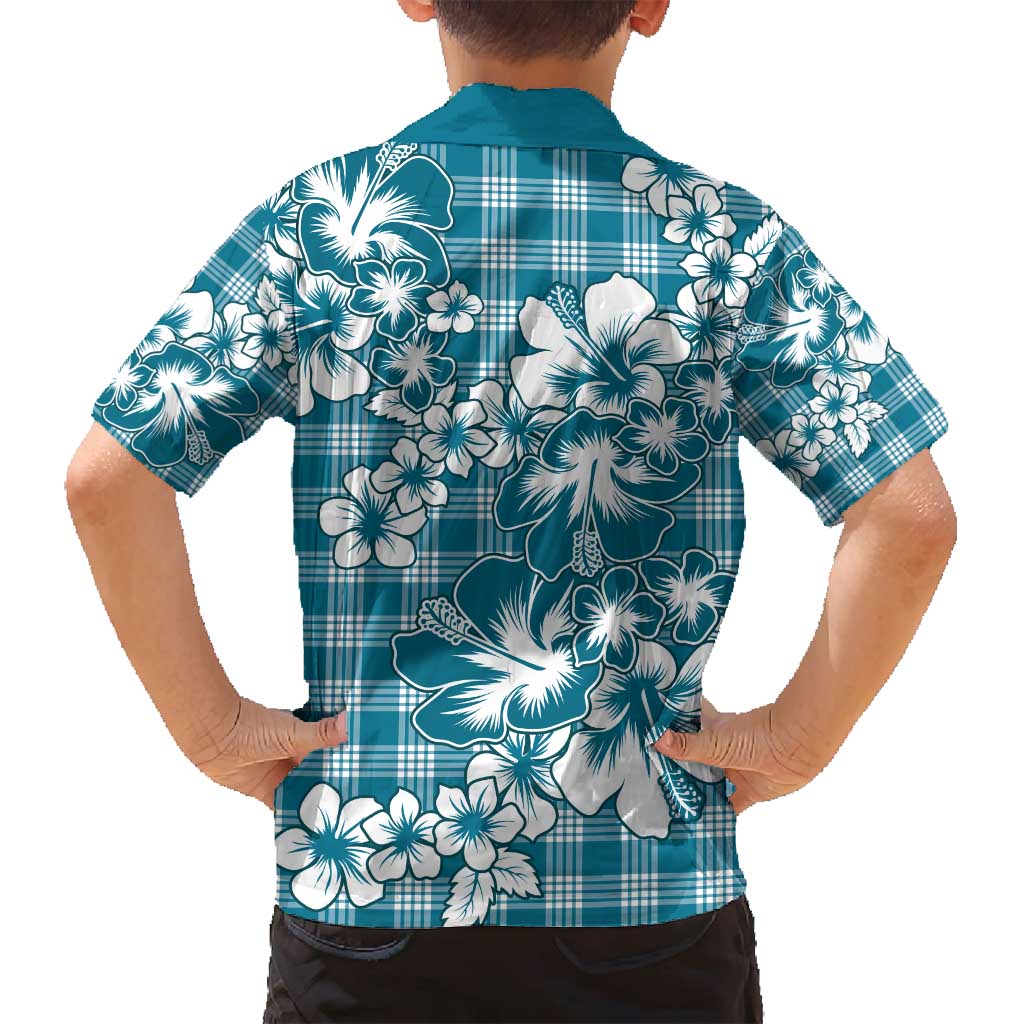 Hibiscus Pakala Ocean Depths Blue Family Matching Summer Maxi Dress and Hawaiian Shirt Tropical Floral Stylized LT01 - Polynesian Pride