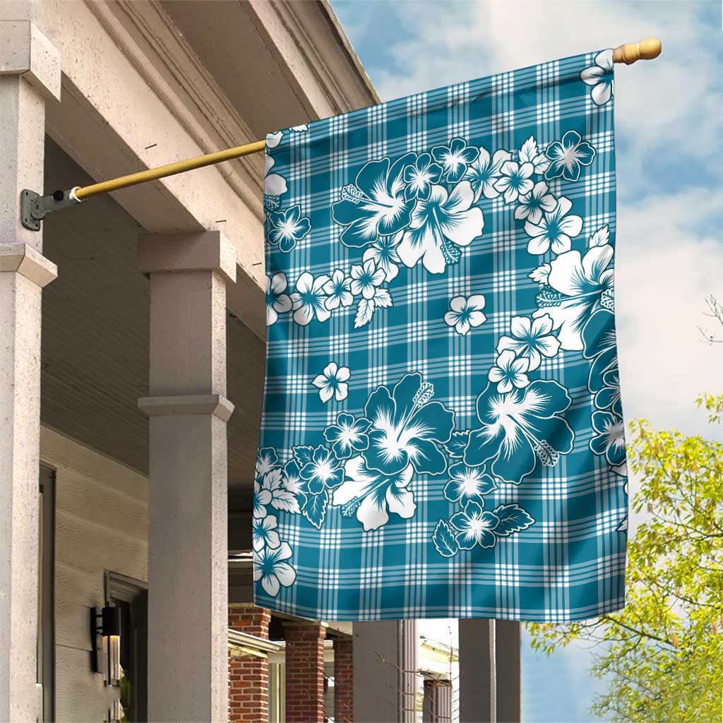 Hibiscus Pakala Ocean Depths Blue Garden Flag Tropical Floral Stylized - Polynesian Pride