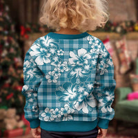 Hibiscus Pakala Ocean Depths Blue Kid Ugly Christmas Sweater Tropical Floral Stylized LT01 - Polynesian Pride
