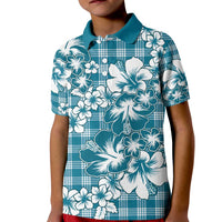 Hibiscus Pakala Ocean Depths Blue Kid Polo Shirt Tropical Floral Stylized LT01 Kid Blue - Polynesian Pride