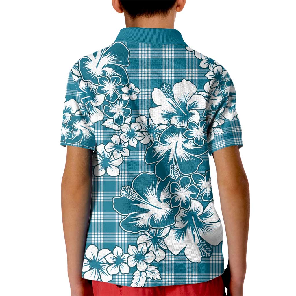 Hibiscus Pakala Ocean Depths Blue Kid Polo Shirt Tropical Floral Stylized LT01 - Polynesian Pride