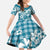 Hibiscus Pakala Ocean Depths Blue Kid Short Sleeve Dress Tropical Floral Stylized - Polynesian Pride