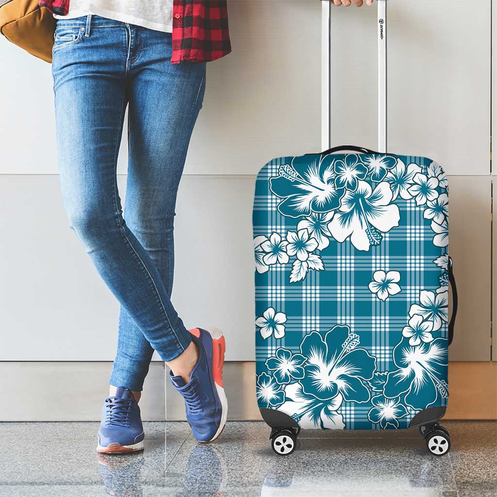 Hibiscus Pakala Ocean Depths Blue Luggage Cover Tropical Floral Stylized LT01 - Polynesian Pride