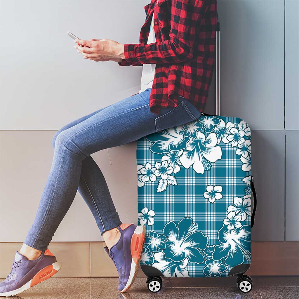 Hibiscus Pakala Ocean Depths Blue Luggage Cover Tropical Floral Stylized LT01 - Polynesian Pride