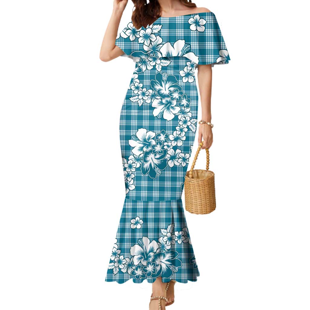 Hibiscus Pakala Ocean Depths Blue Mermaid Dress Tropical Floral Stylized LT01 Women Blue - Polynesian Pride