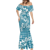 Hibiscus Pakala Ocean Depths Blue Mermaid Dress Tropical Floral Stylized LT01 - Polynesian Pride