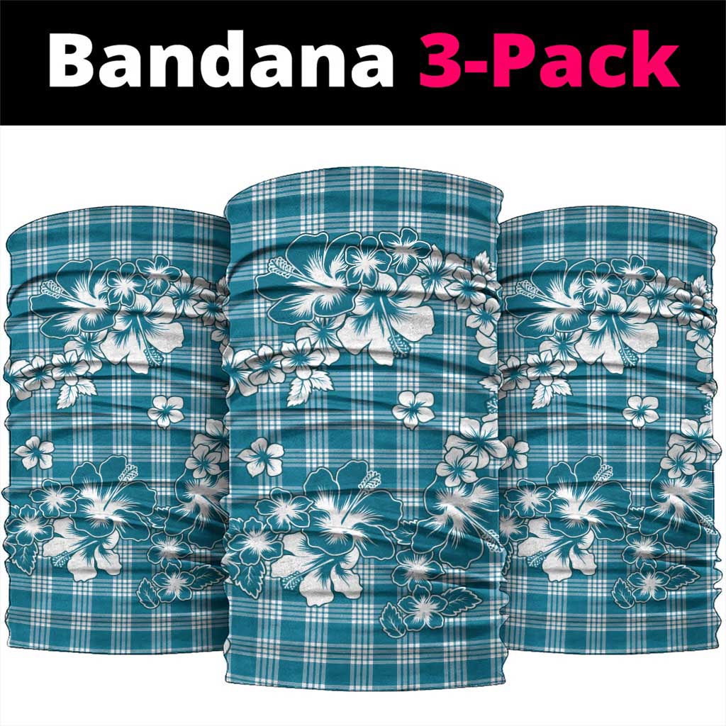 Hibiscus Pakala Ocean Depths Blue Neck Gaiter Tropical Floral Stylized LT01 package One Size: 25*50cm Blue - Polynesian Pride
