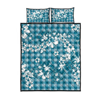 Hibiscus Pakala Ocean Depths Blue Quilt Bed Set Tropical Floral Stylized - Polynesian Pride