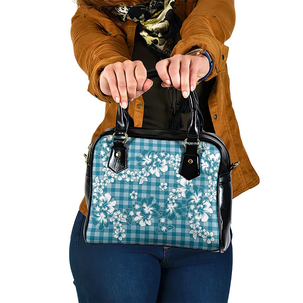 Hibiscus Pakala Ocean Depths Blue Shoulder Handbag Tropical Floral Stylized - Polynesian Pride