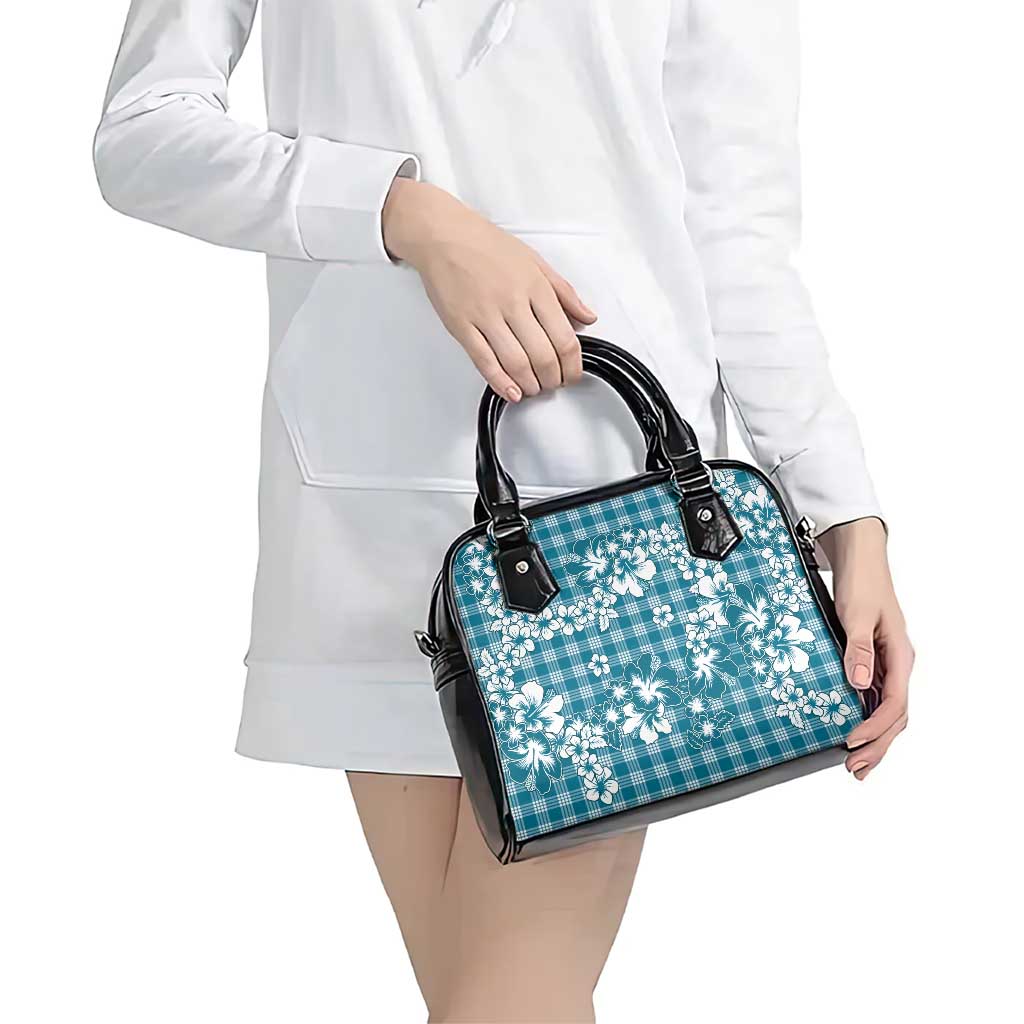 Hibiscus Pakala Ocean Depths Blue Shoulder Handbag Tropical Floral Stylized - Polynesian Pride