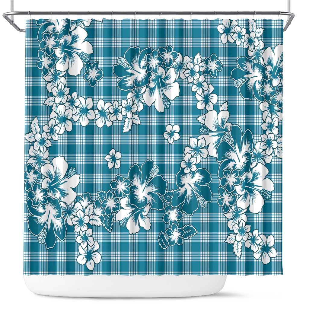 Hibiscus Pakala Ocean Depths Blue Shower Curtain Tropical Floral Stylized LT01 Blue - Polynesian Pride
