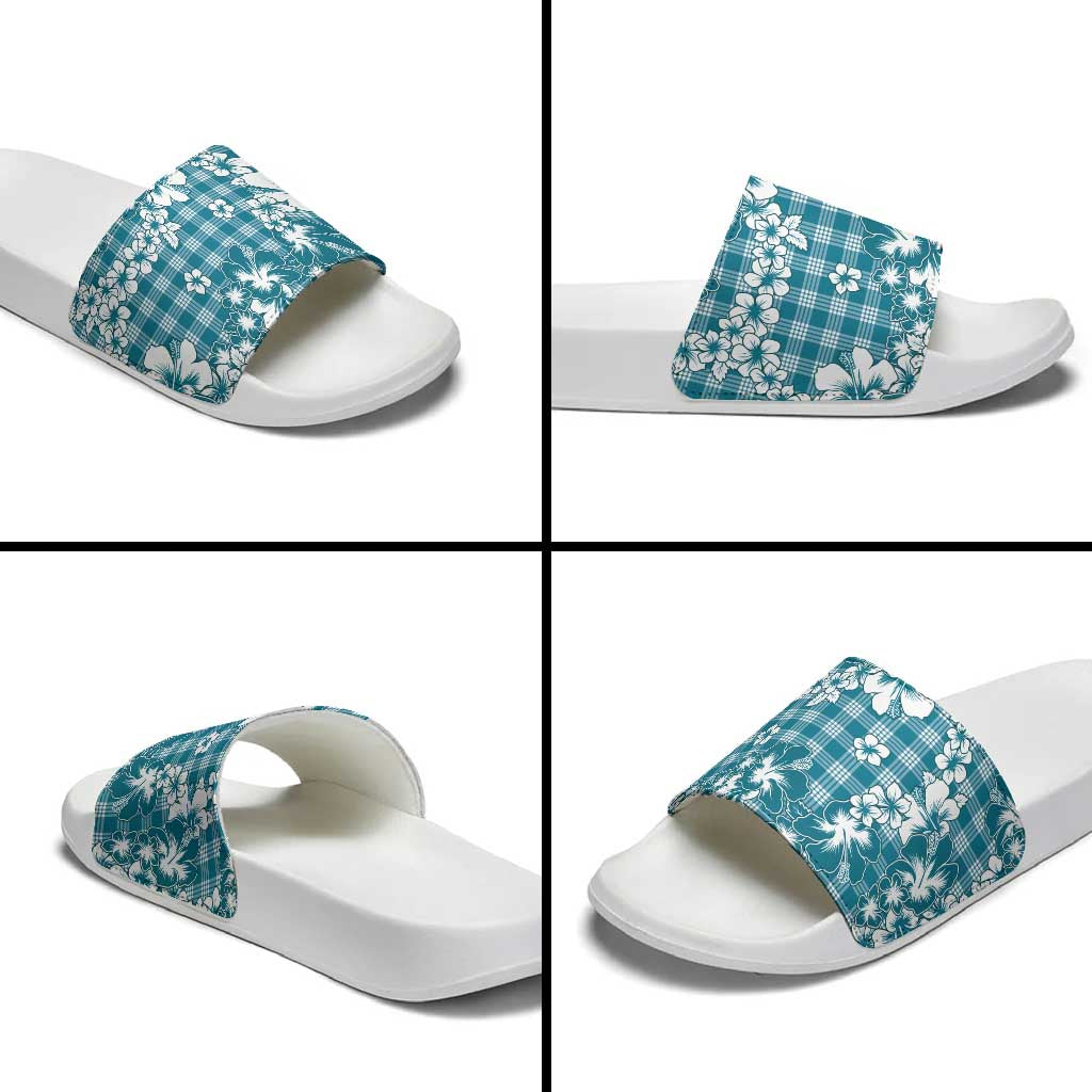 Hibiscus Pakala Ocean Depths Blue Slide Sandals Tropical Floral Stylized LT01 - Polynesian Pride