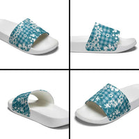 Hibiscus Pakala Ocean Depths Blue Slide Sandals Tropical Floral Stylized LT01 - Polynesian Pride