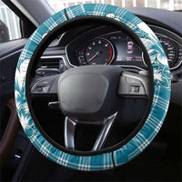 Hibiscus Pakala Ocean Depths Blue Steering Wheel Cover Tropical Floral Stylized LT01 - Polynesian Pride