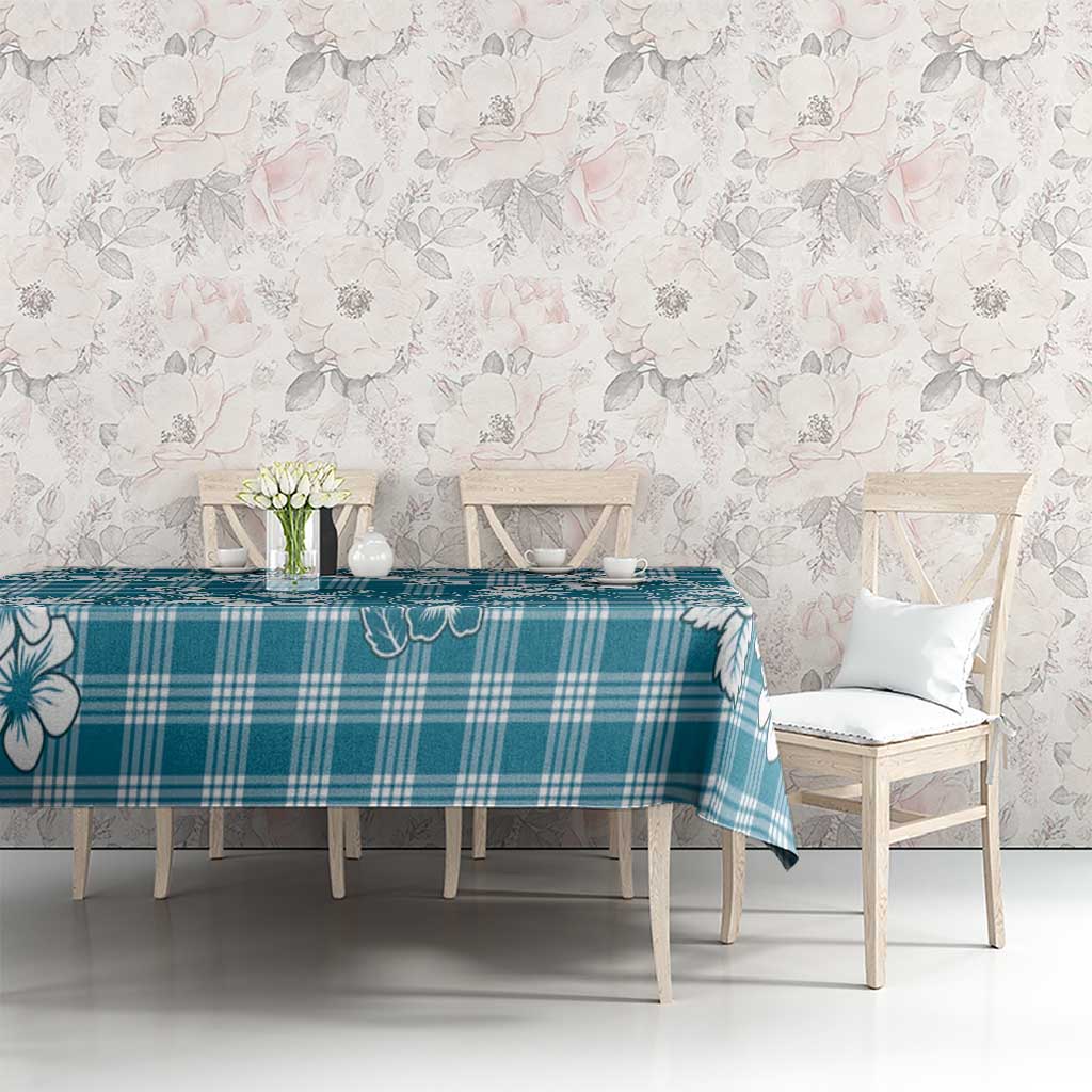 Hibiscus Pakala Ocean Depths Blue Tablecloth Tropical Floral Stylized - Polynesian Pride