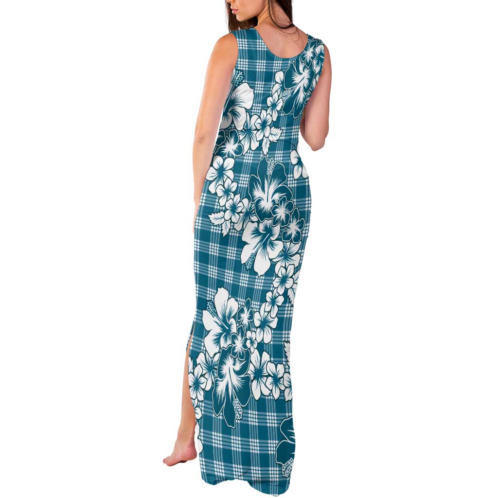 Hibiscus Pakala Ocean Depths Blue Tank Maxi Dress Tropical Floral Stylized LT01 - Polynesian Pride