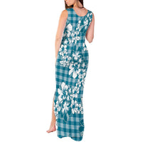 Hibiscus Pakala Ocean Depths Blue Tank Maxi Dress Tropical Floral Stylized LT01 - Polynesian Pride